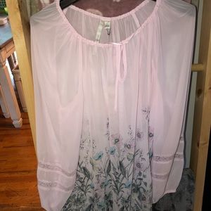 Lauren Conrad size large sheer pink flower top NWT